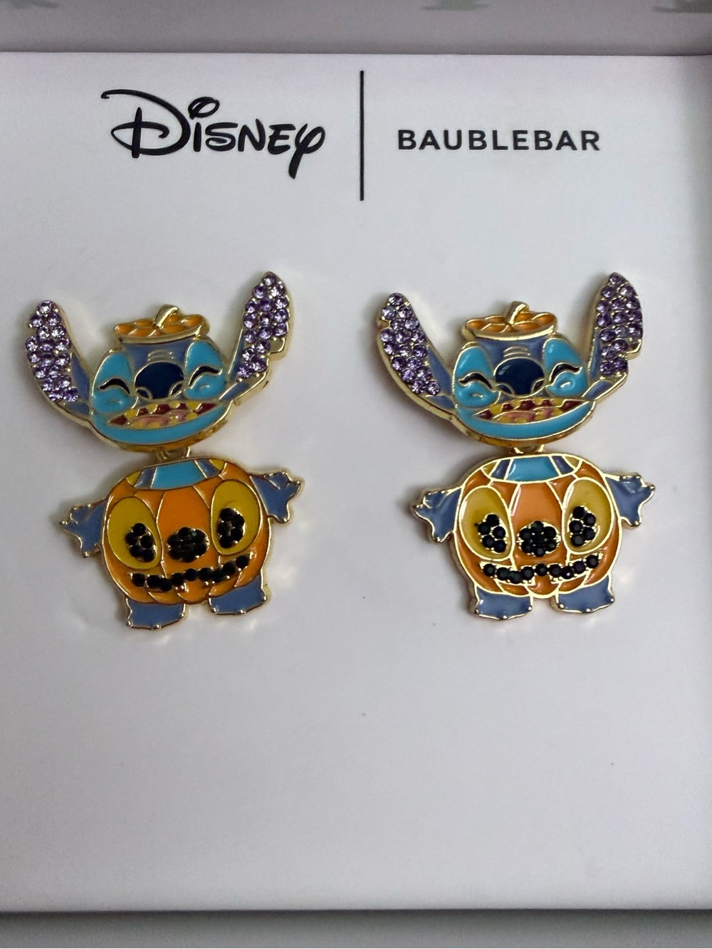 Disney x BAUBLEBAR Halloween Stitch Pumpkin Earrings - Blue & Orange